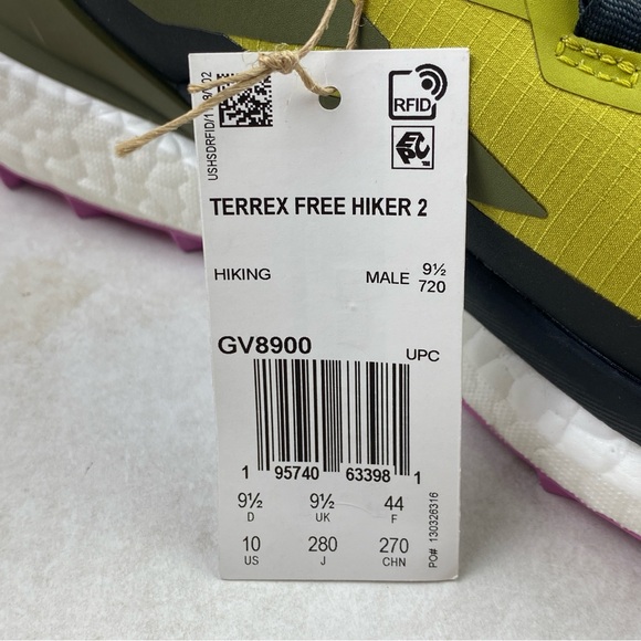 Adidas Terrex Free Hiker 2 Gore-Tex Olive Hiking Shoes Mens Size 10 GV8900